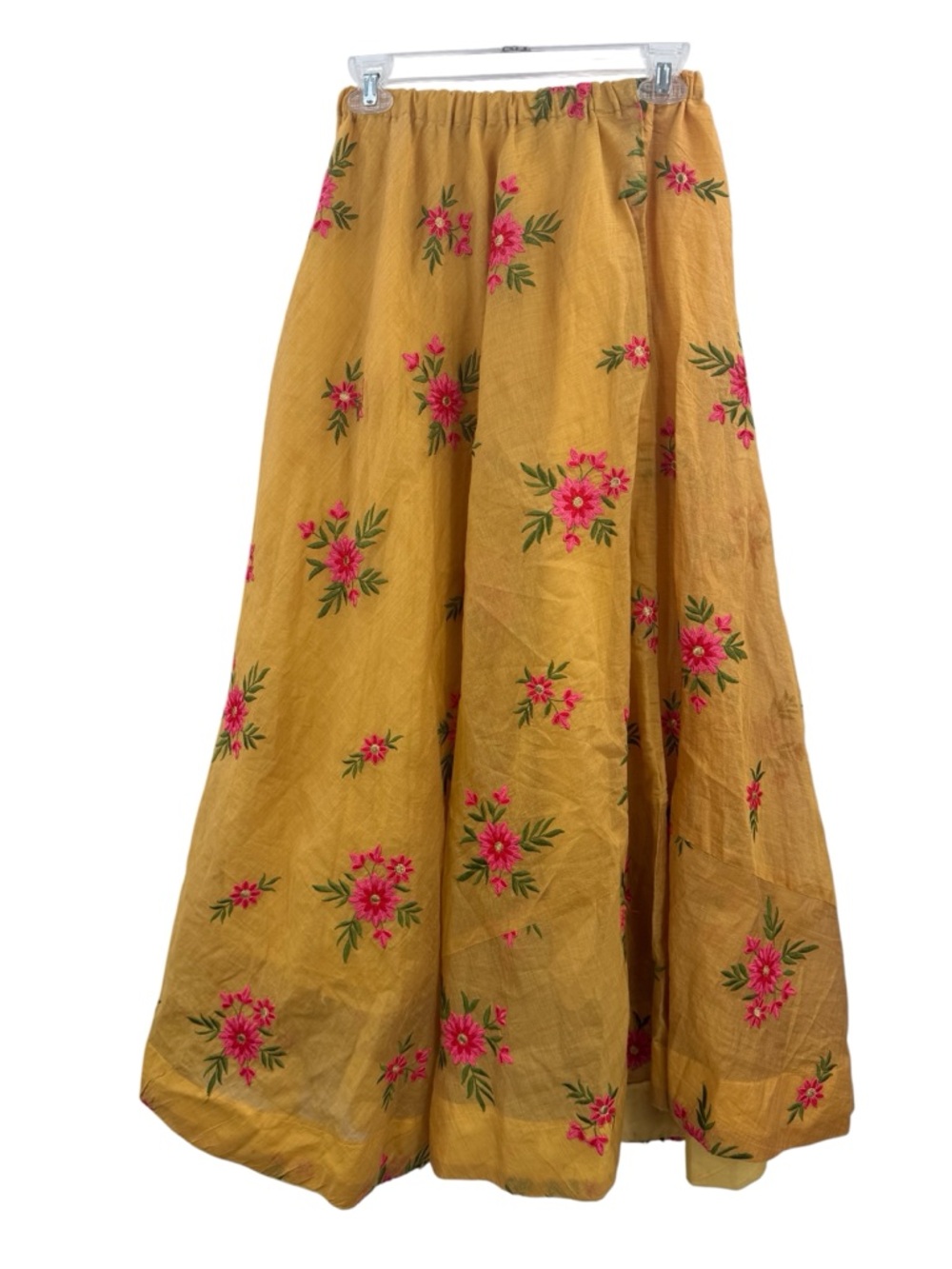 Vintage Gold Embroidered Floral Maxi Skirt Boho Cottagecore Organza Full XS/S - Picture 4 of 9